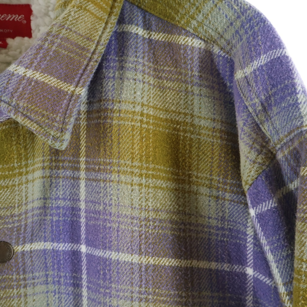 SUPREME(シュプリーム) 22AW Shearling Lined Flannel Shirt 裏地ボア シャーリングリネン フランネル長袖シャツ パープル