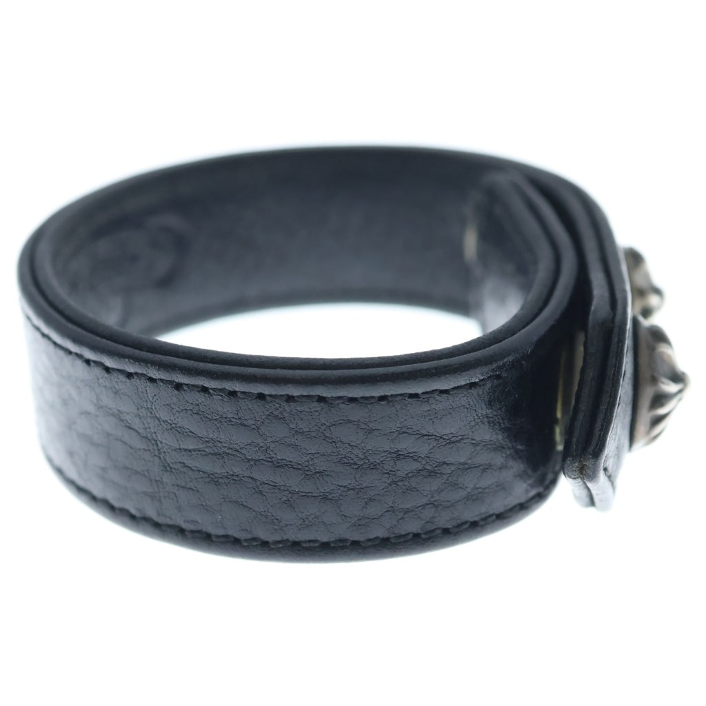 CHROME HEARTS(クロムハーツ) 3BTN 2SNP クロスボール 3ボタン2スナップ レザーブレスレット ブラック/シルバー BCA123
