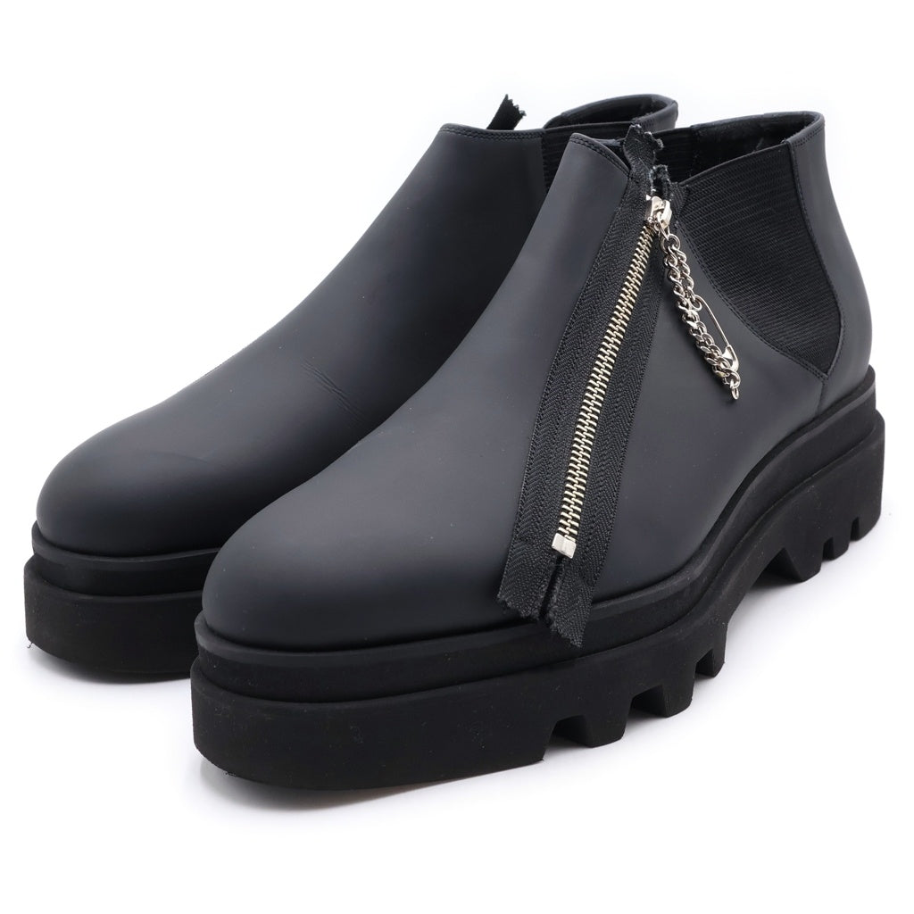 TAKAHIROMIYASHITA The SoloIst.(タカヒロミヤシタザソロイスト) 21AW サイドジップ ラバー ショートチェルシーブーツ ブラック SA0001AW21