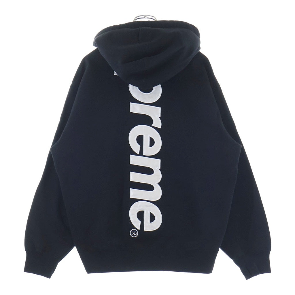 SUPREME(シュプリーム) 22AW Satin Applique Hooded Sweatshirt サテンアップリケロゴ スウェットプルオーバーパーカー ブラック