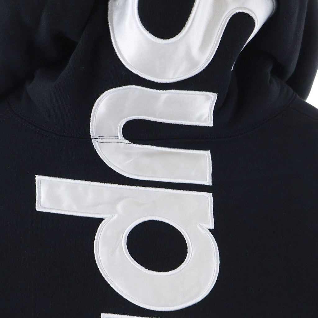 SUPREME(シュプリーム) 22AW Satin Applique Hooded Sweatshirt サテンアップリケロゴ スウェットプルオーバーパーカー ブラック