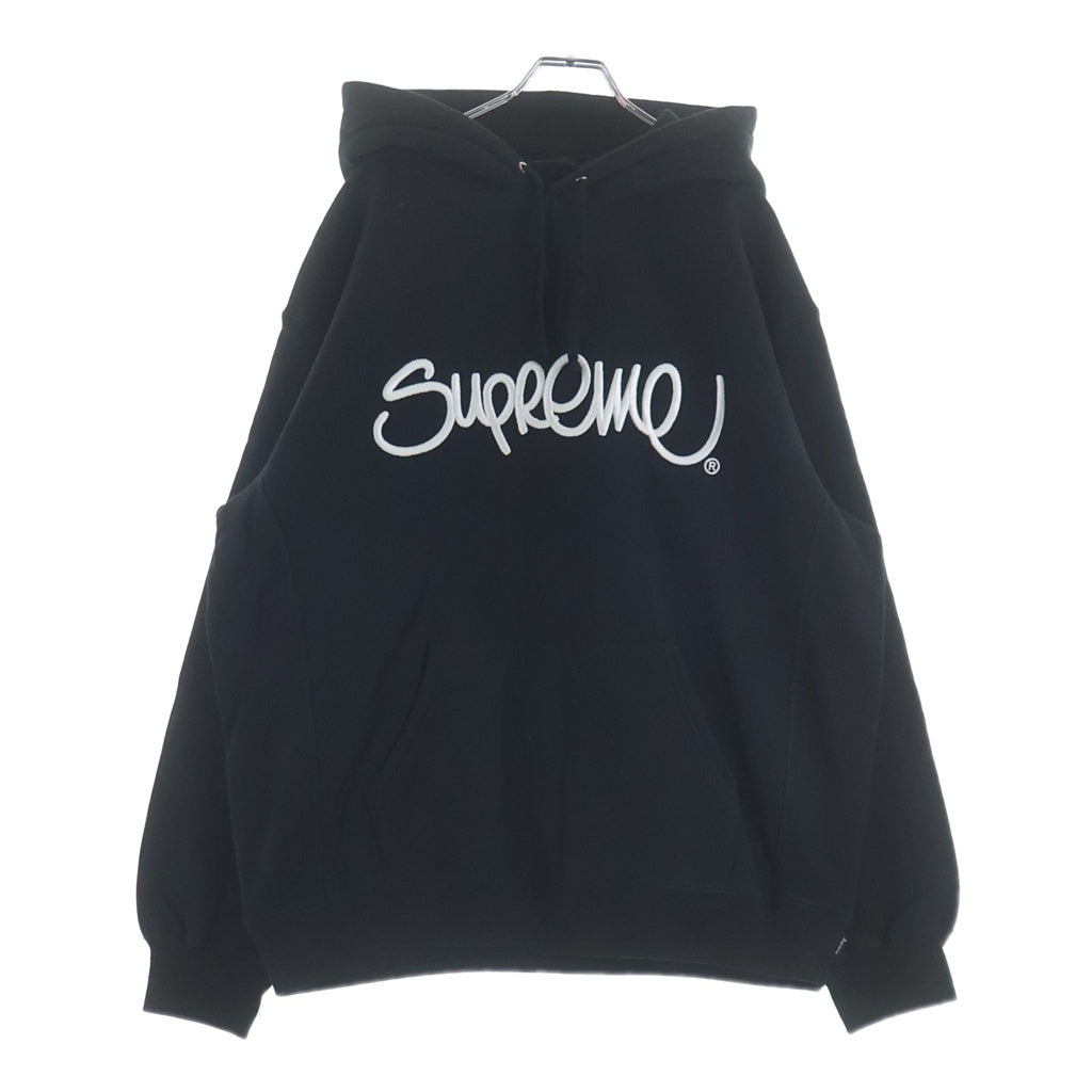 SUPREME(シュプリーム) 22SS Raised Handstyle Hooded Sweatshirt レイズドハンドスタイル刺繍ロゴ スウェットプルオーバーパーカー ブラック