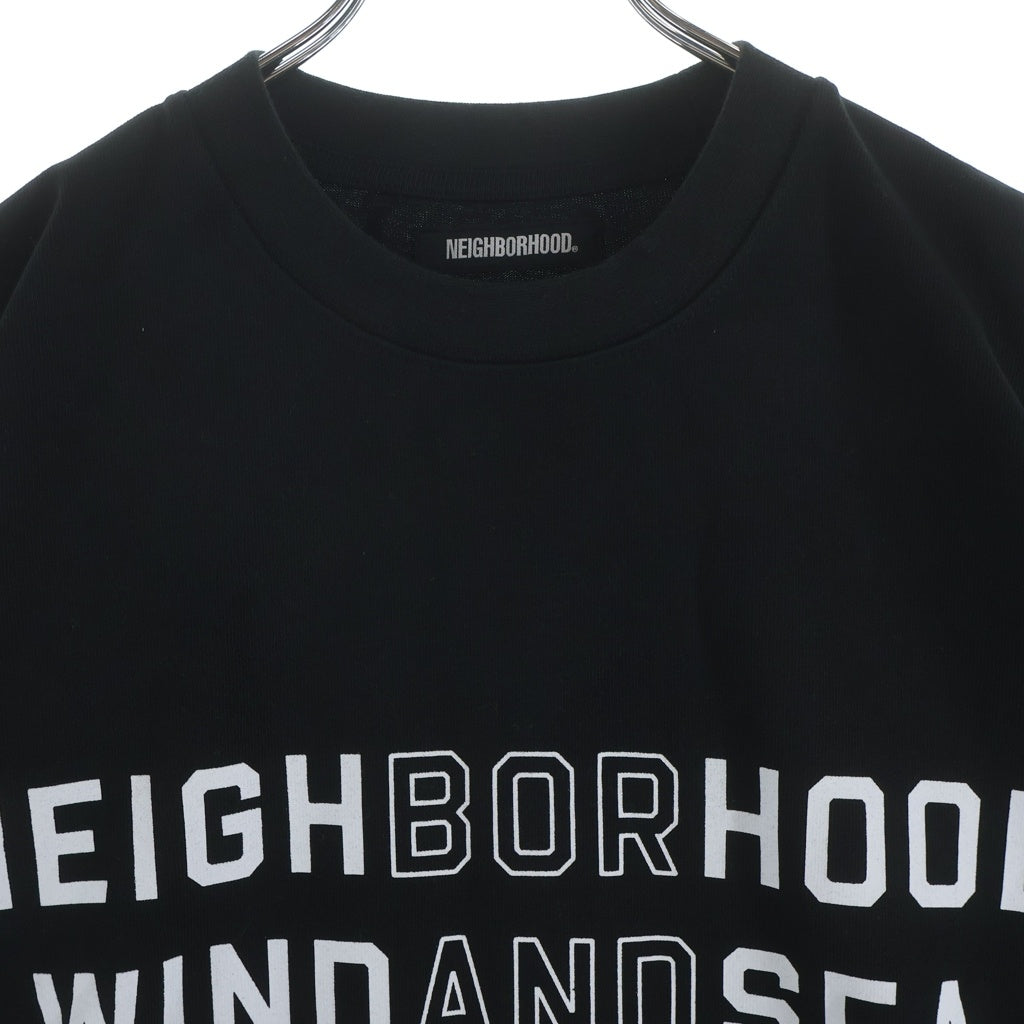 WIND AND SEA(ウィンダンシー) 22SS xNEIGHBORHOO ネイバーフッド プリントロゴ 半袖Tシャツ カットソー ブラック 221FRWSN-STMO03S