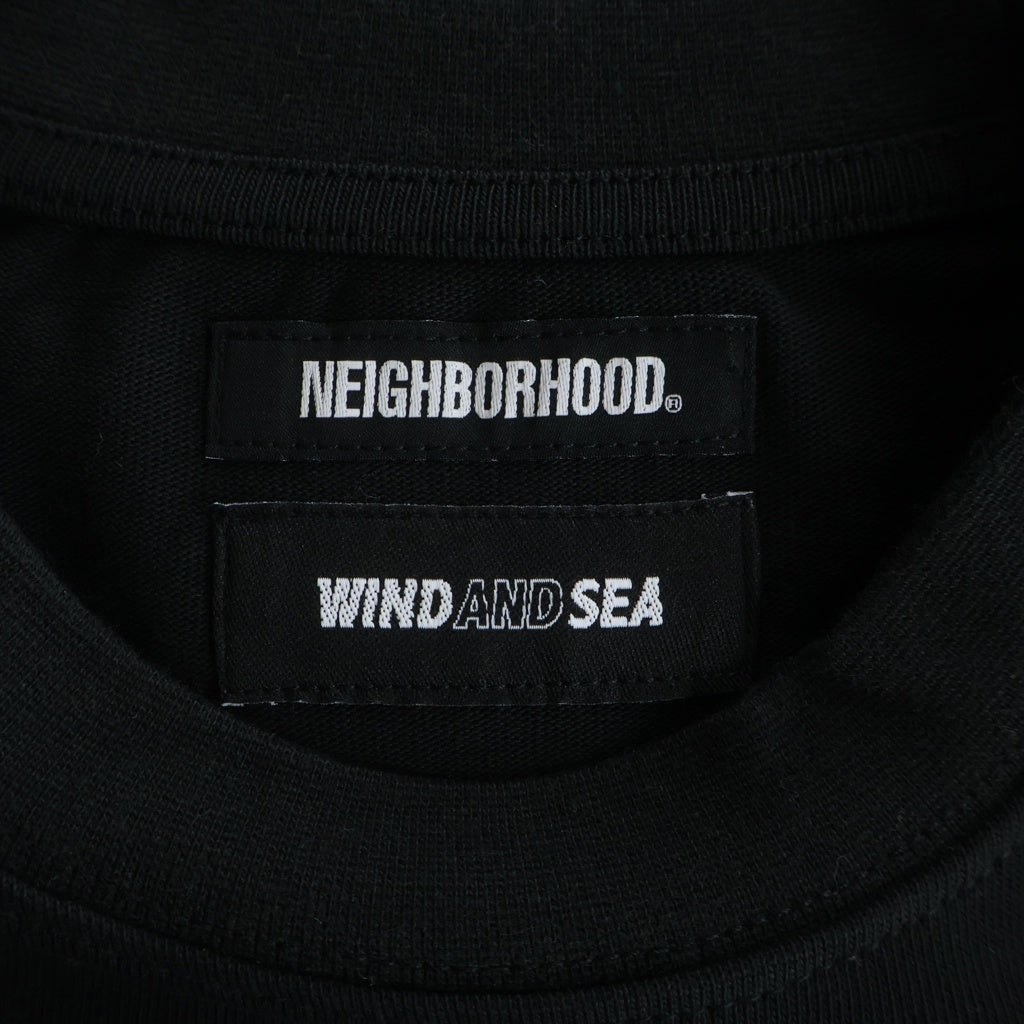 WIND AND SEA(ウィンダンシー) 22SS xNEIGHBORHOO ネイバーフッド プリントロゴ 半袖Tシャツ カットソー ブラック 221FRWSN-STMO03S