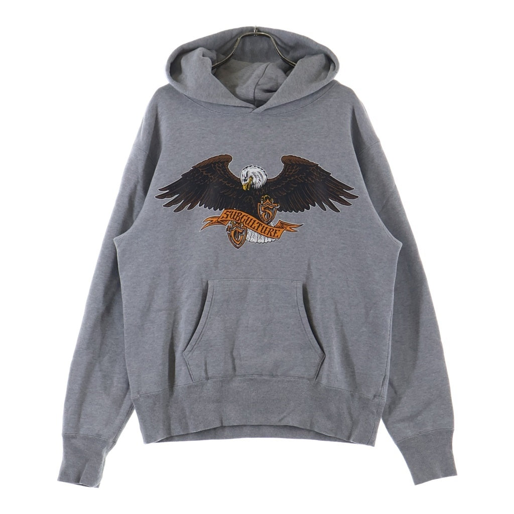 SUBCULTURE(サブカルチャー) 23AW EMBLEM EAGLE HOODIE エンブレム/イーグル プリントロゴ スウェットプルオーバーパーカー グレー SCHPA231