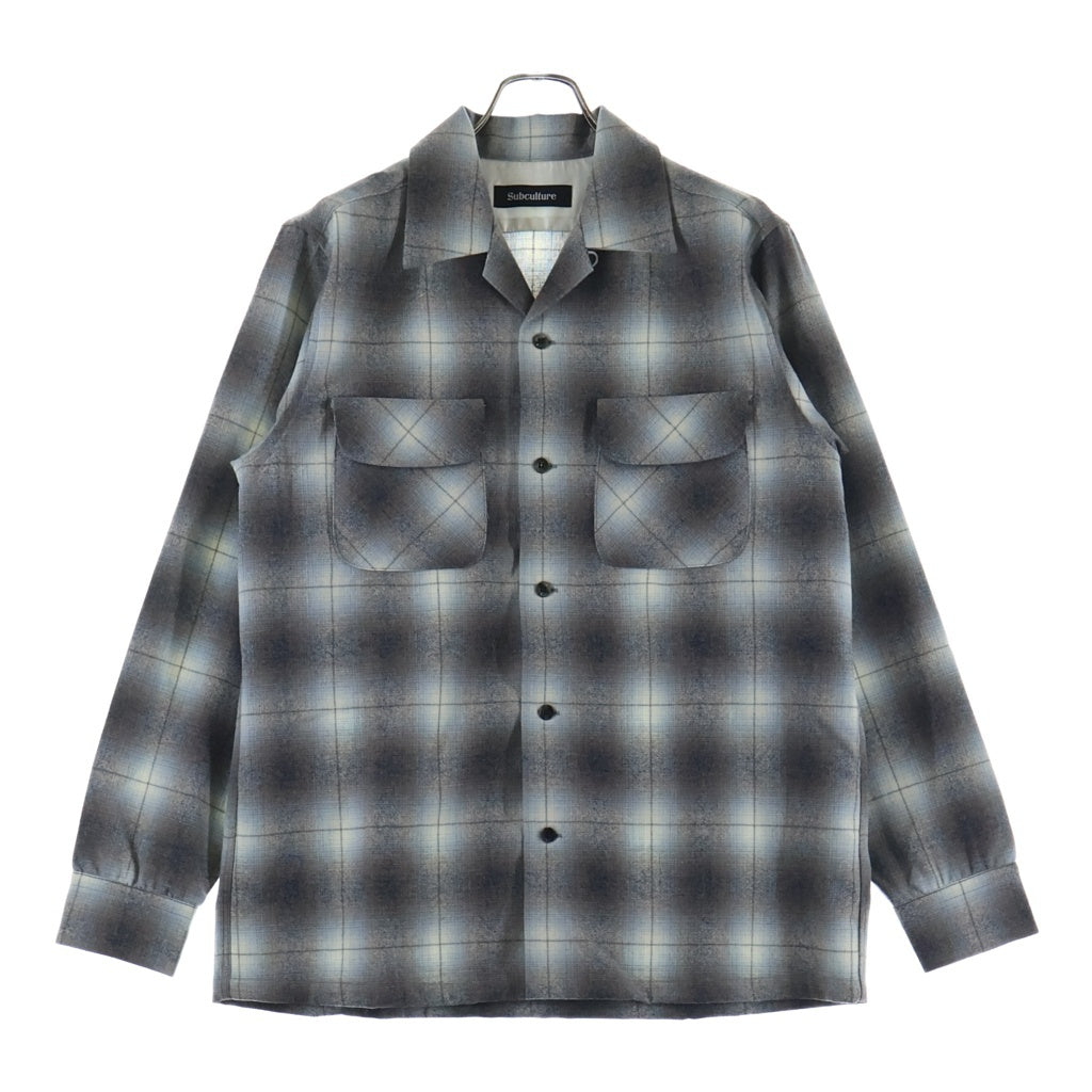 SUBCULTURE(サブカルチャー) 23AW Wool Check Shirts ウール チェック 長袖シャツ グレー SCSHA2304