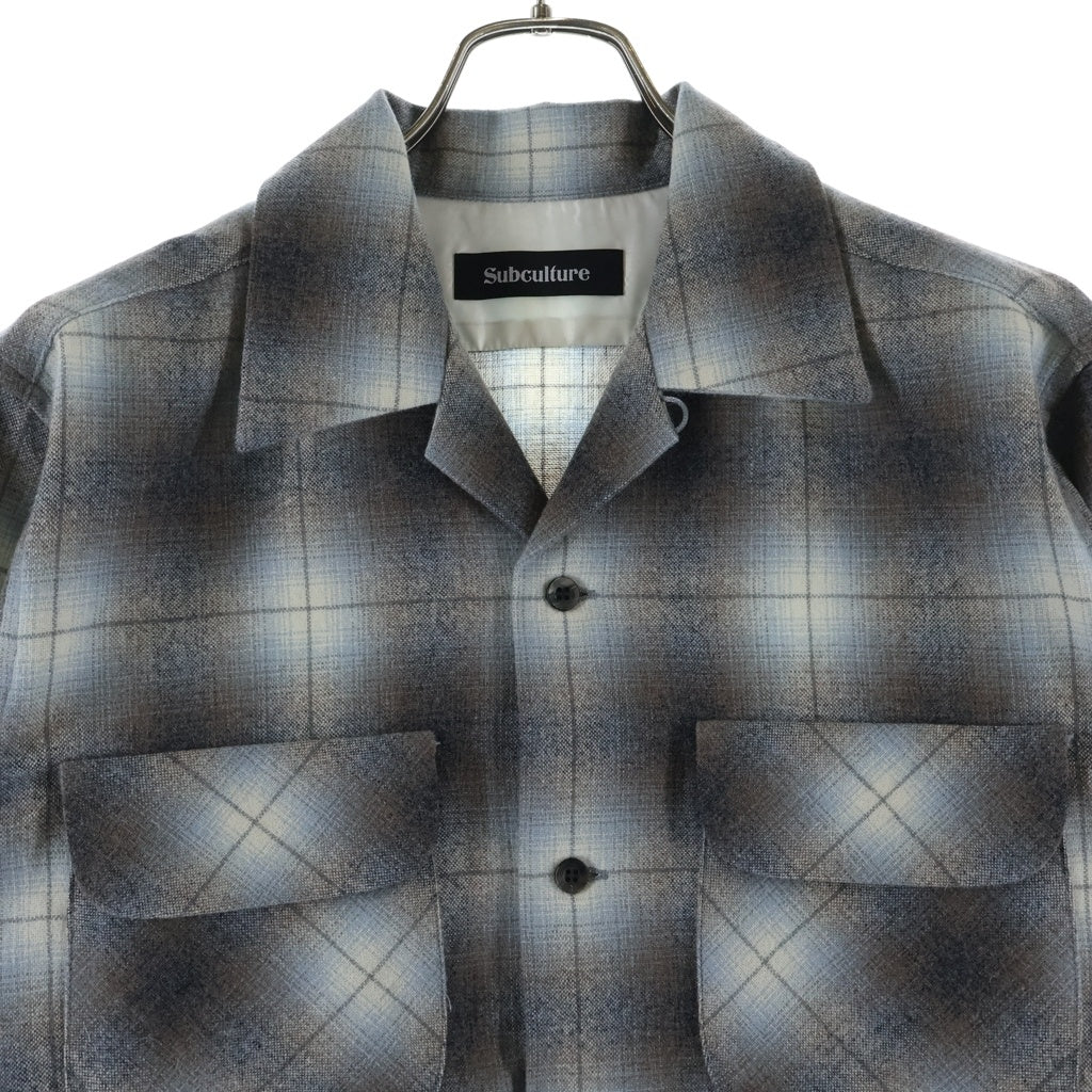 SUBCULTURE(サブカルチャー) 23AW Wool Check Shirts ウール チェック 長袖シャツ グレー SCSHA2304