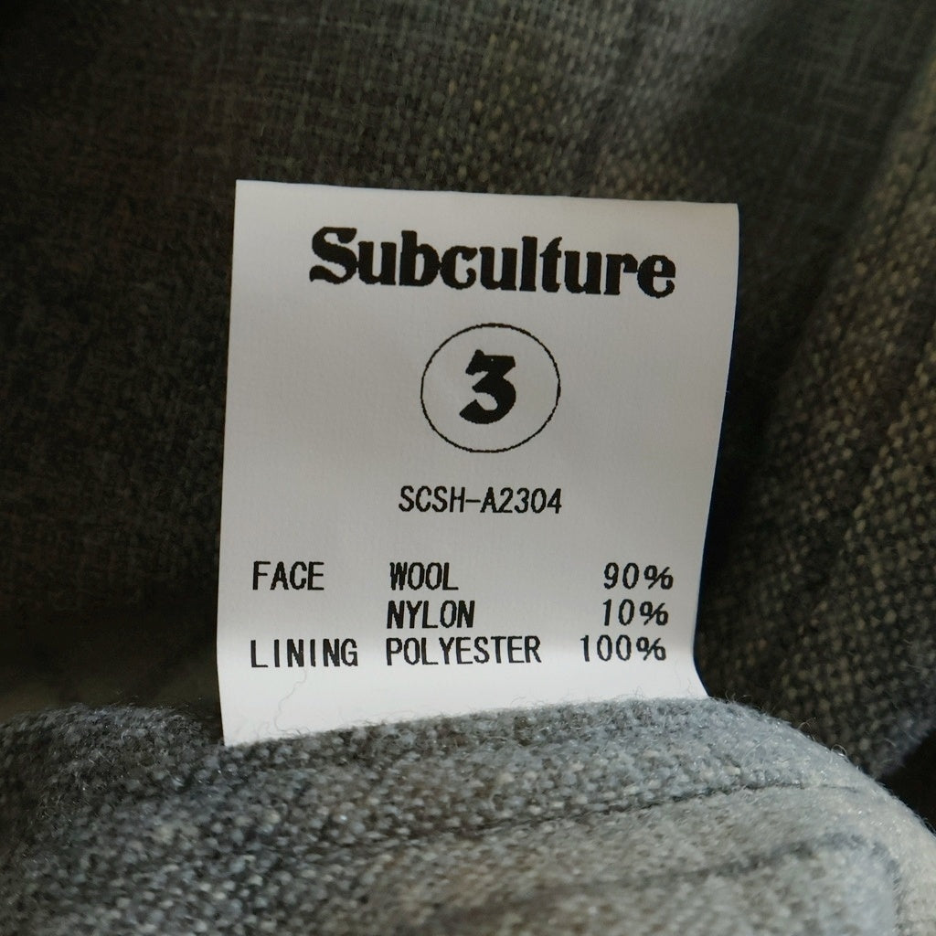 SUBCULTURE(サブカルチャー) 23AW Wool Check Shirts ウール チェック 長袖シャツ グレー SCSHA2304