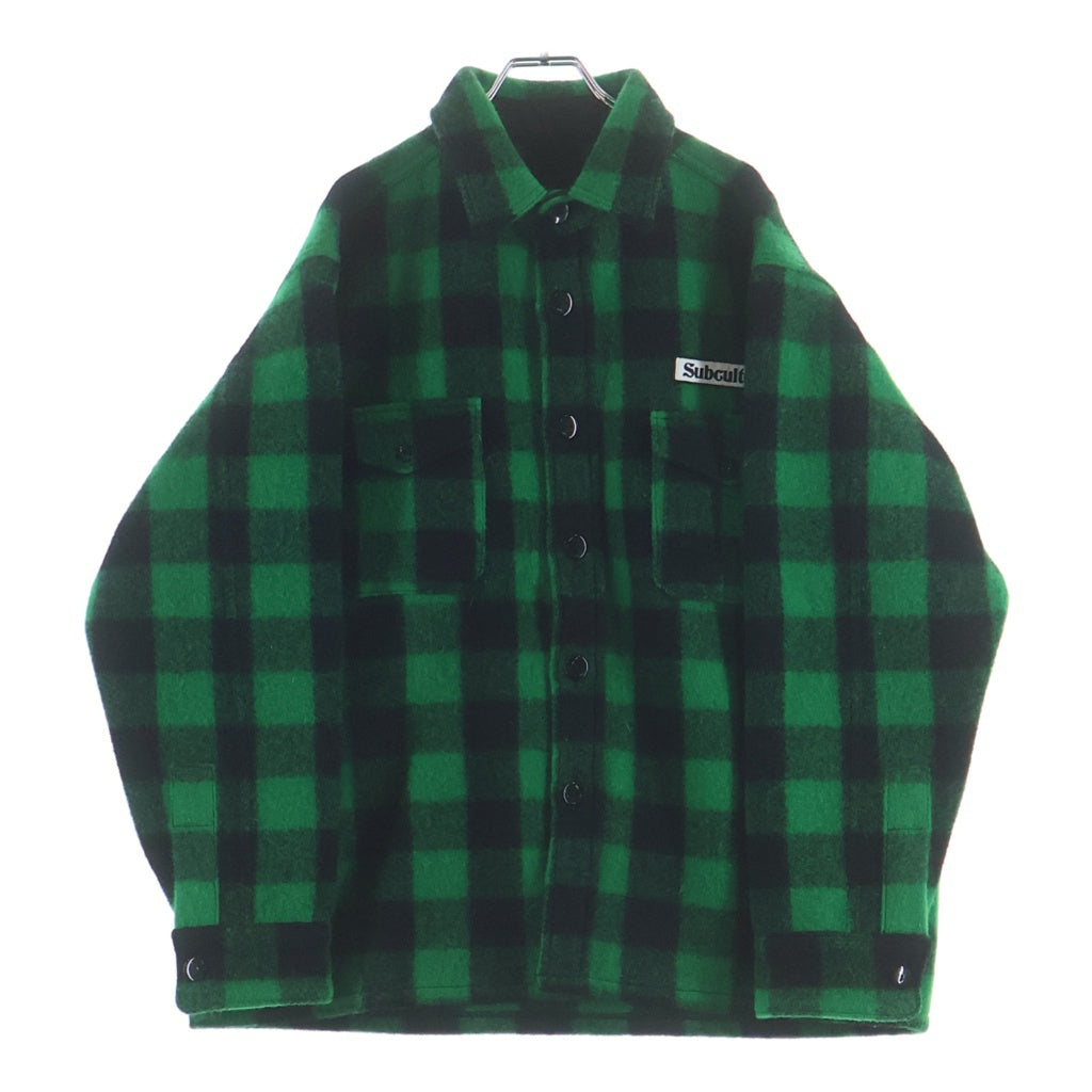 SUBCULTURE(サブカルチャー) 24AW BUFFALO CHECK JACKET バッファロー ウールチェックジャケット ブラック/グリーン SCJK-A2404