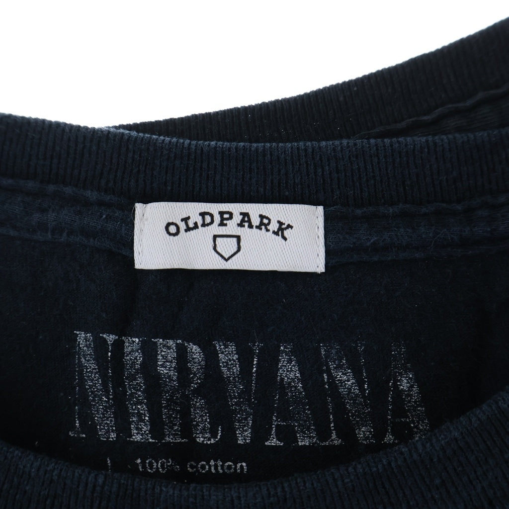 OLD PARK(オールドパーク) CROSS TEE ニルヴァーナ/ビートルズ ドッキング 半袖Tシャツ カットソー ブラック