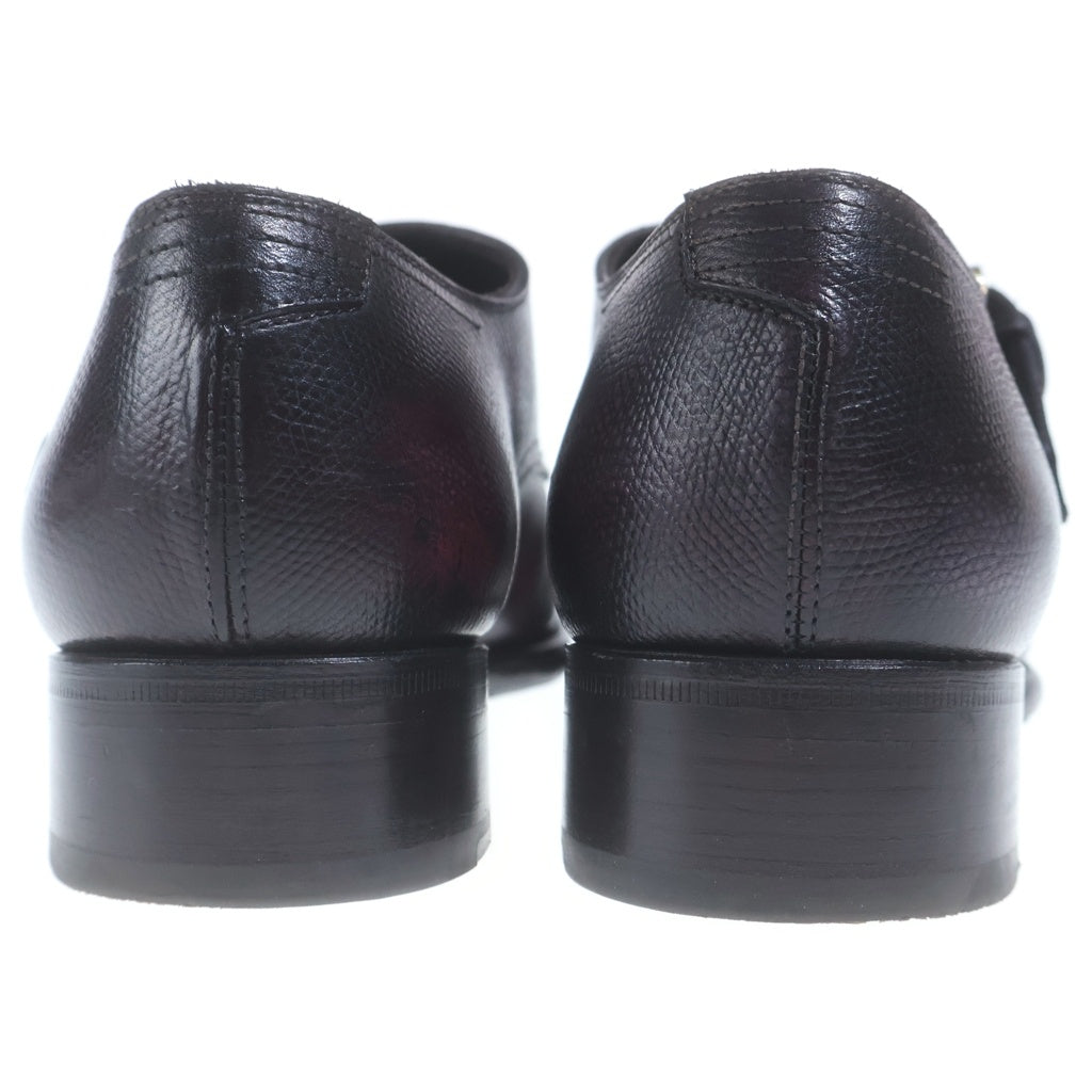 MAXVERRE(マックスヴェッレ) 型押しレザー ダブルモンクシューズ 革靴 バーガンディ