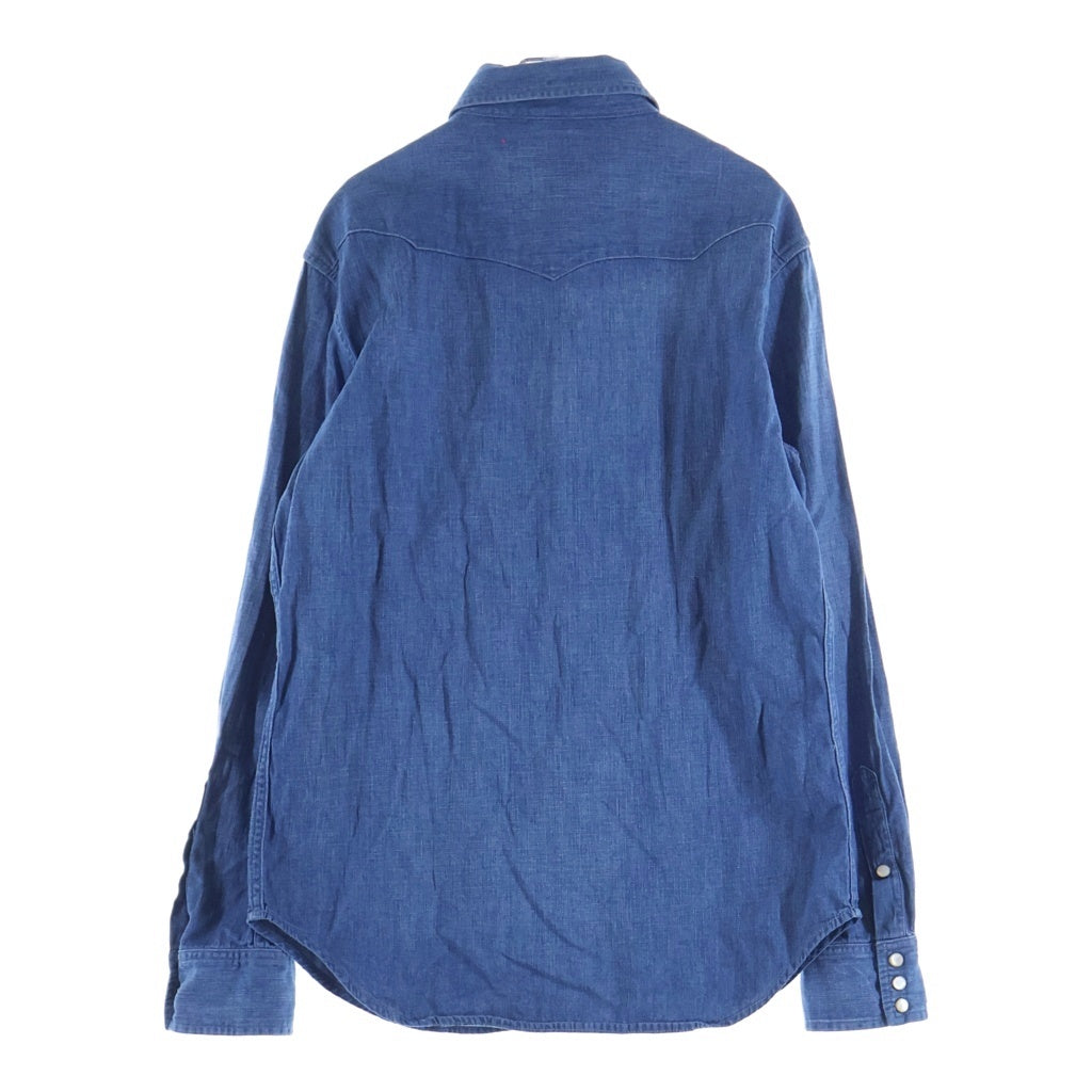 RALPH LAUREN PURPLE LABEL(ラルフローレン パープルレーベル) コットンリネン デニムウエスタン 長袖シャツ インディゴ