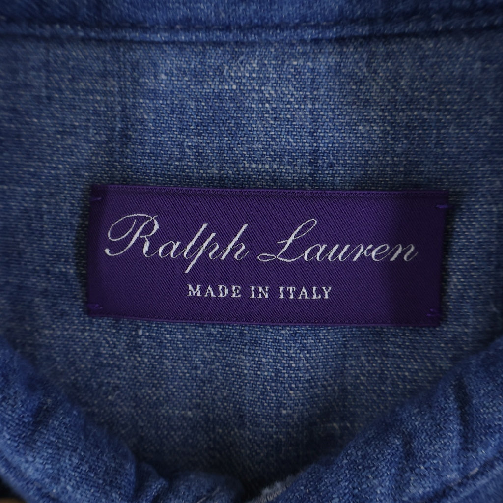 RALPH LAUREN PURPLE LABEL(ラルフローレン パープルレーベル) コットンリネン デニムウエスタン 長袖シャツ インディゴ