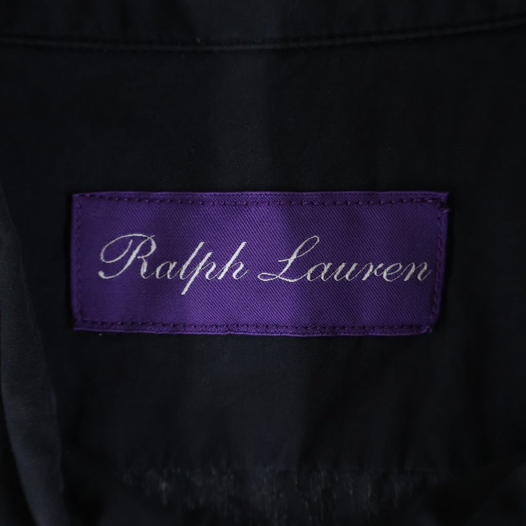 RALPH LAUREN PURPLE LABEL(ラルフローレン パープルレーベル) Sueded Poplin Shirt スウェードポプリン ミリタリー長袖シャツ ブラック
