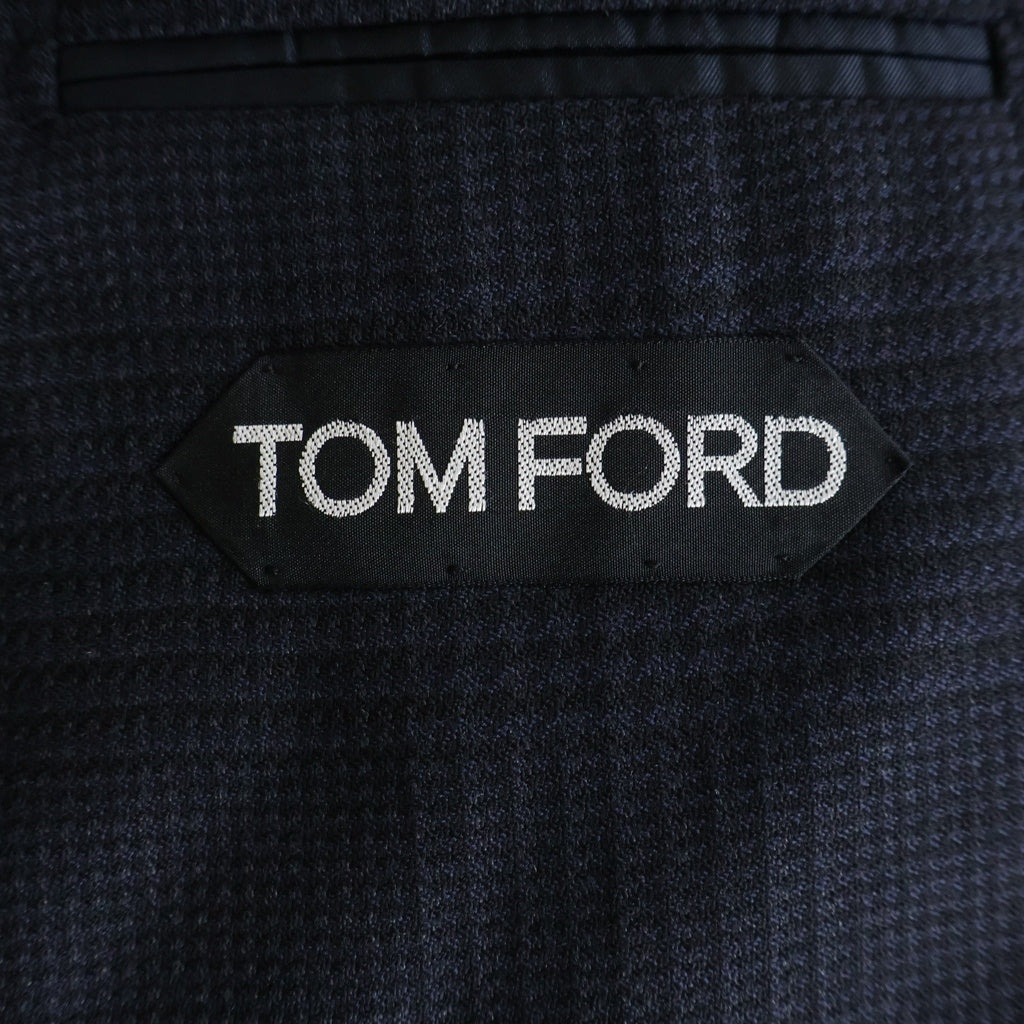 TOM FORD(トムフォード) チェック柄 ウール シングルテーラードジャケット ダークグレー 10SM40