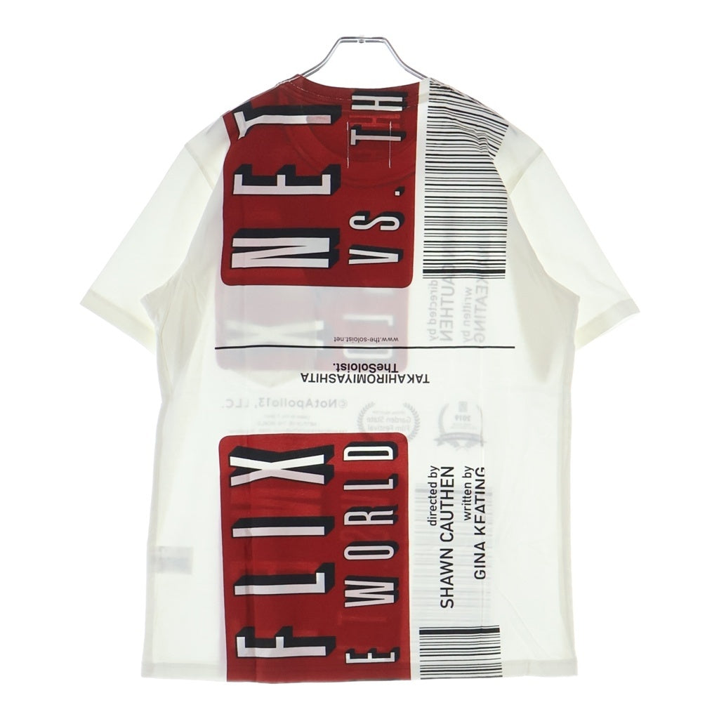 TAKAHIROMIYASHITA The SoloIst.(タカヒロミヤシタザソロイスト) ×NETFLIX ネットフリックス 世界征服の野望 プリントロゴ 半袖Tシャツ カットソー ホワイト/レッド snc.0001