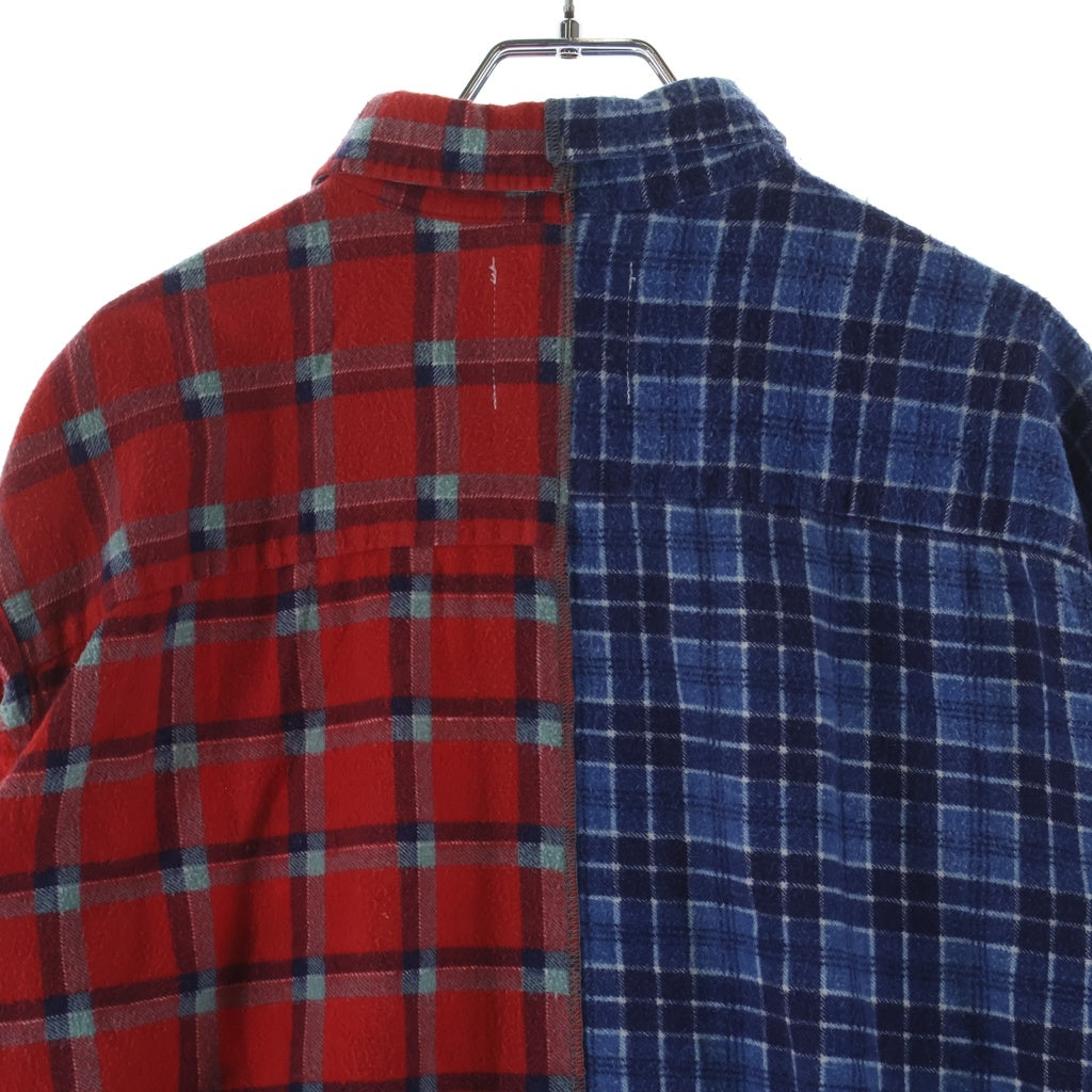 TAKAHIROMIYASHITA The SoloIst.(タカヒロミヤシタザソロイスト) 22SS Two Tone Shirt ツートーン切替 フランネル長袖シャツ レッド/ブルー sw.0208