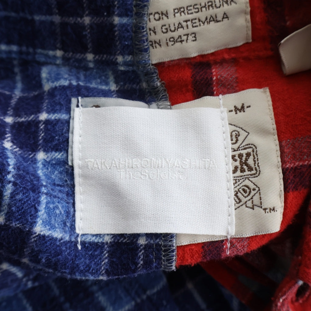 TAKAHIROMIYASHITA The SoloIst.(タカヒロミヤシタザソロイスト) 22SS Two Tone Shirt ツートーン切替 フランネル長袖シャツ レッド/ブルー sw.0208