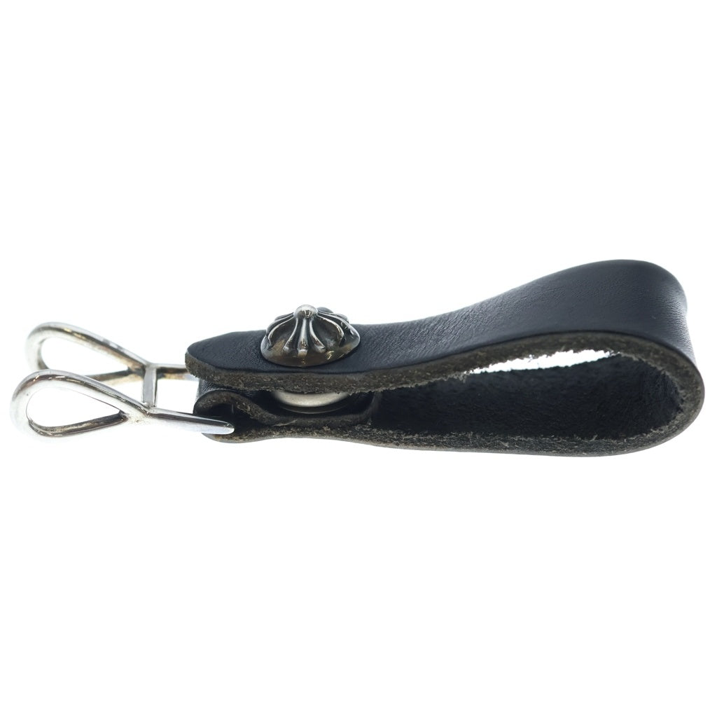 CHROME HEARTS(クロムハーツ) BELT LOOP クロスボールボタンレザーベルトループ シルバー/ブラック BCA397