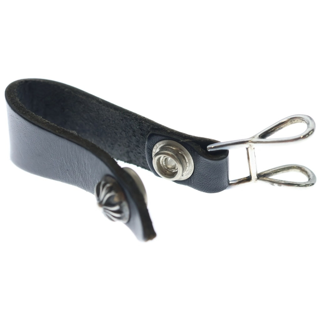 CHROME HEARTS(クロムハーツ) BELT LOOP クロスボールボタンレザーベルトループ シルバー/ブラック BCA397