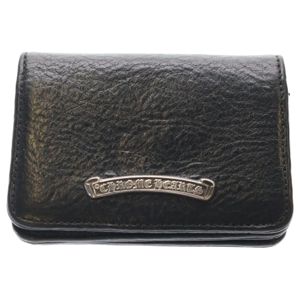 CHROME HEARTS(クロムハーツ) CRD CSE3PKTWDV1 アーチロゴプレート3ポケットレザーカードケース ブラック/シルバー