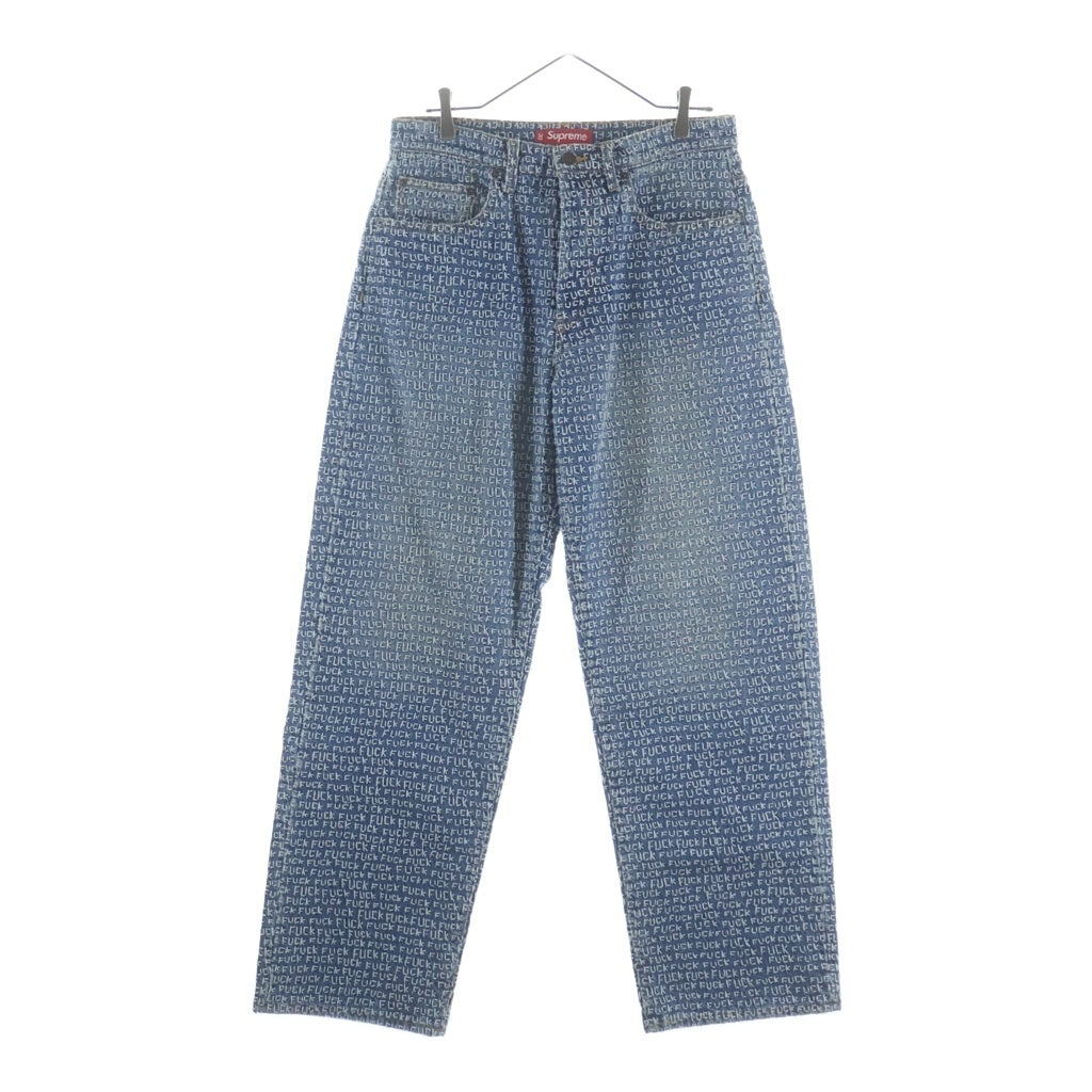 SUPREME(シュプリーム) 25SS Fuck Stitch Loose Fit Jean ファックステッチロゴ 総柄ルーズフィットジーンズ デニムパンツ ライトインディゴ