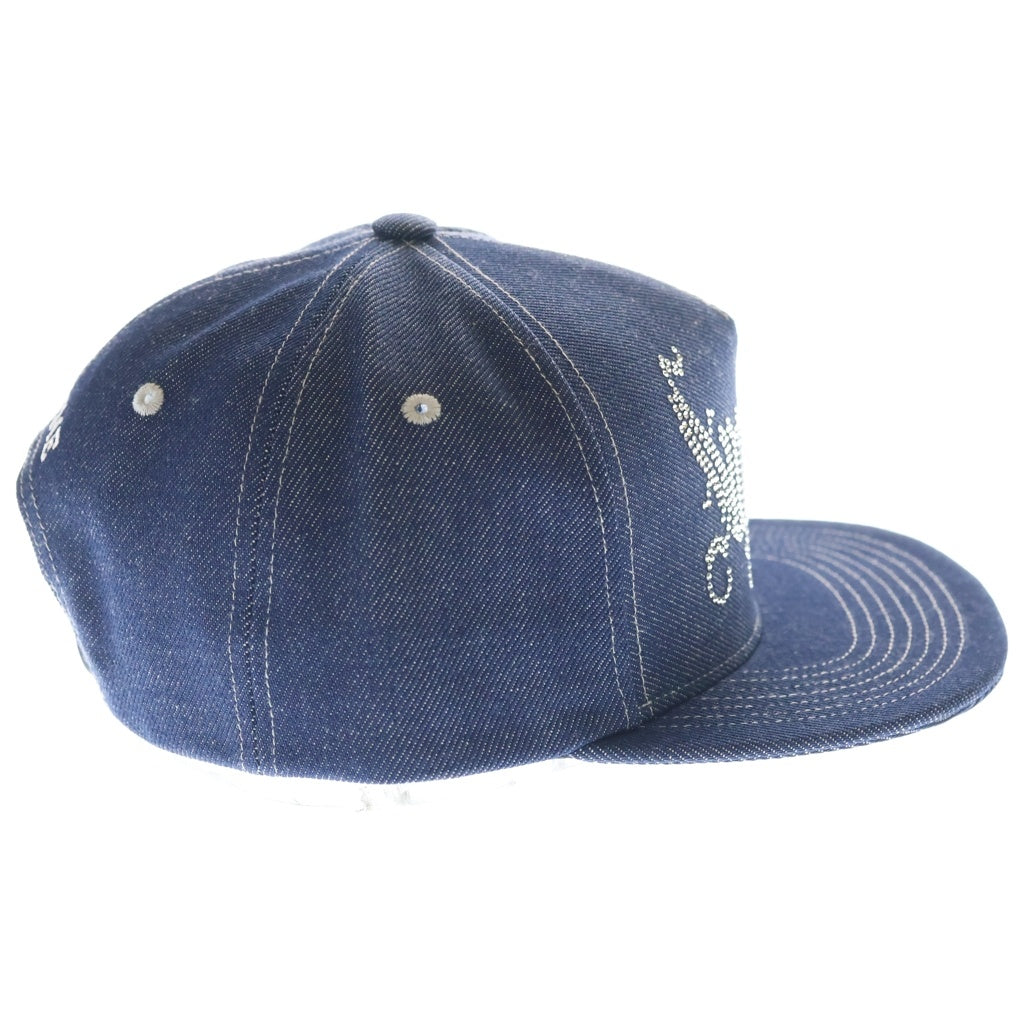 SUPREME(シュプリーム) 24AW Rhinestone 5-Panel ラインストーンロゴ 5パネル デニムキャップ 帽子 インディゴ