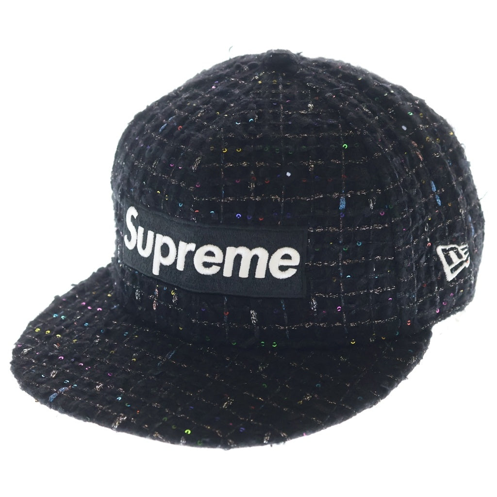 SUPREME(シュプリーム) 25AW ×NEW ERA Boucle Box Logo ニューエラ ブークレ ボックスロゴ ベースボールキャップ 帽子 ブラック
