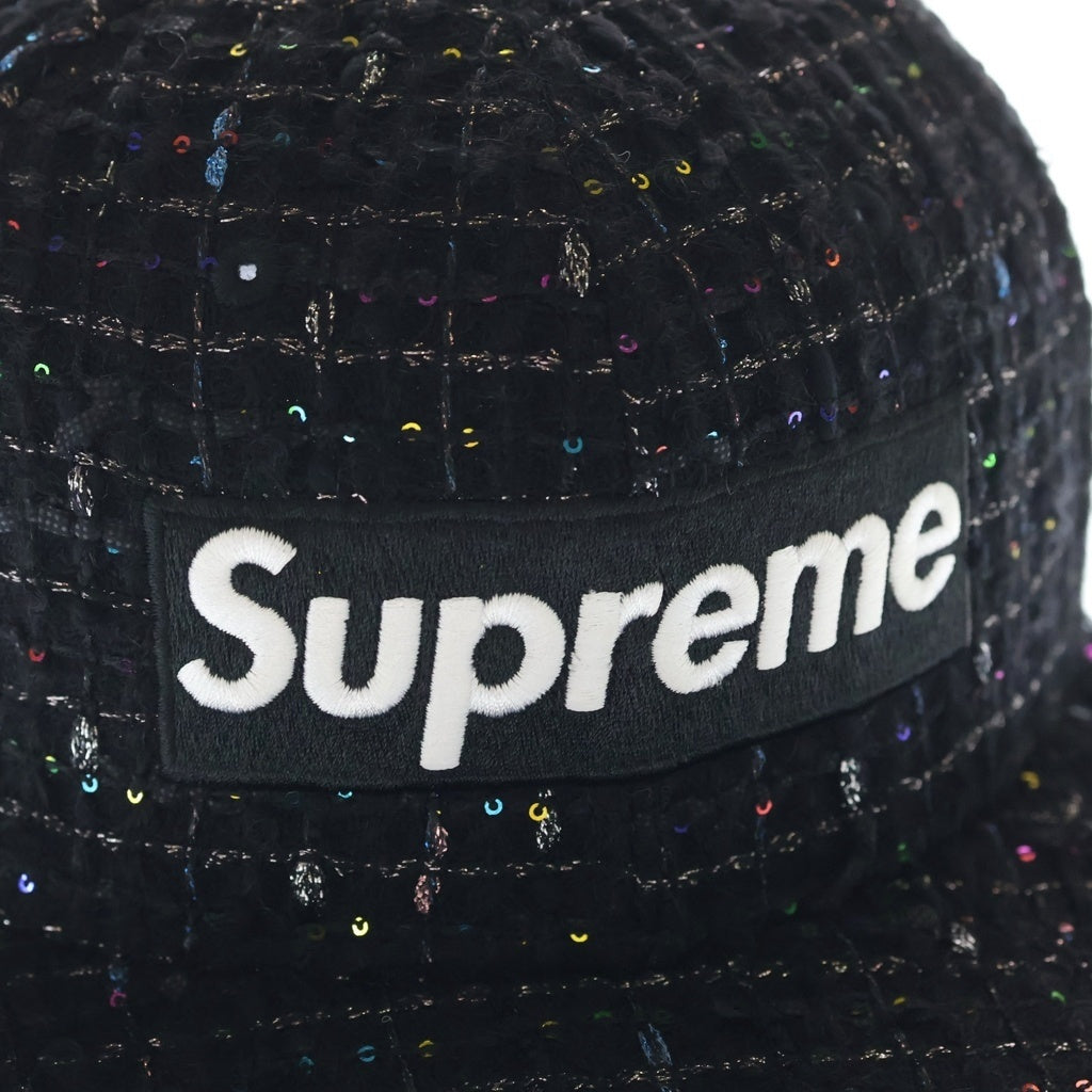 SUPREME(シュプリーム) 25AW ×NEW ERA Boucle Box Logo ニューエラ ブークレ ボックスロゴ ベースボールキャップ 帽子 ブラック