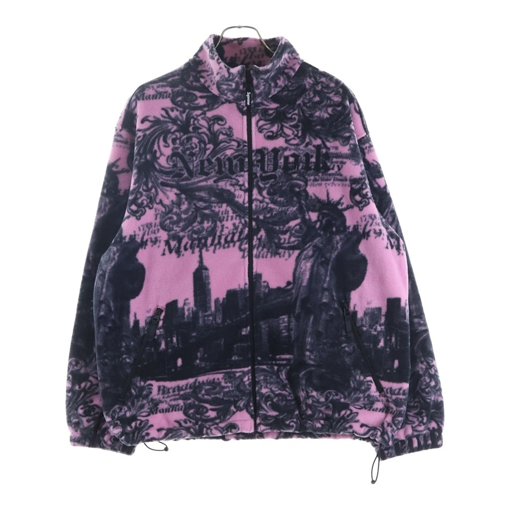 SUPREME(シュプリーム) 25AW New York Fleece Jacket ニューヨーク フリースジャケット 総柄ブルゾン ピンク/ブラック