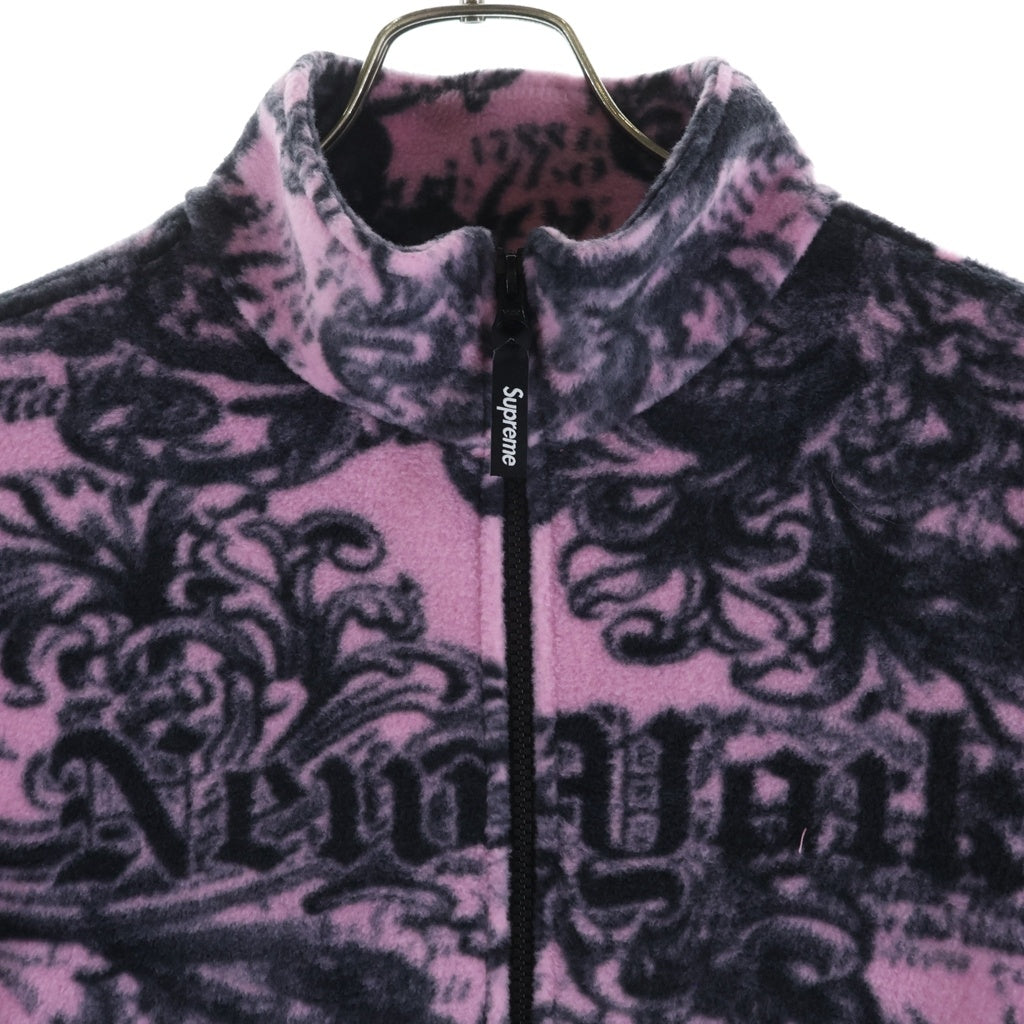 SUPREME(シュプリーム) 25AW New York Fleece Jacket ニューヨーク フリースジャケット 総柄ブルゾン ピンク/ブラック