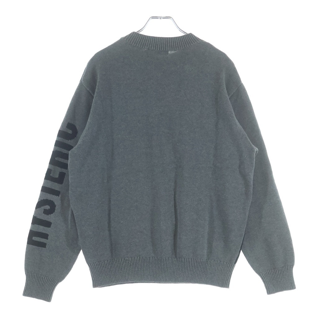 HYSTERIC GLAMOUR(ヒステリックグラマー) 20AW LOOKING AT YOU リブ編み クルーネックニット セーター グレー/ブラック 02203NS05