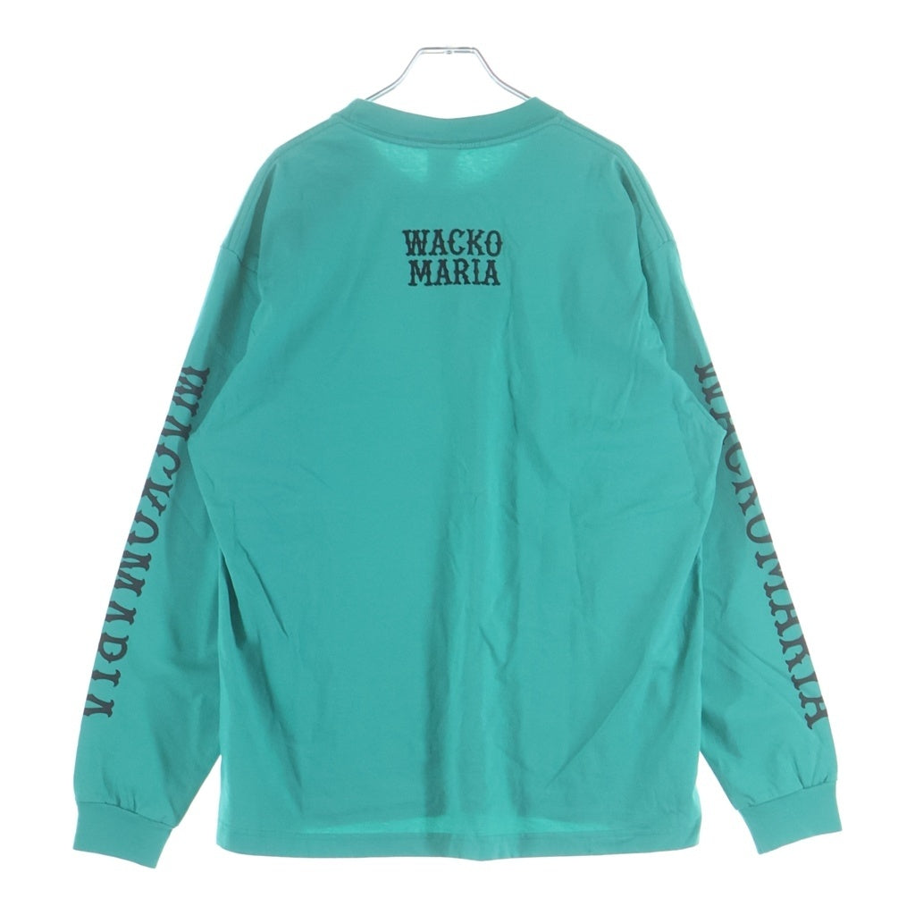 WACKO MARIA(ワコマリア) 25AW WASHED HEAVY WEIGHT LONG SLEEVE T-SHIRT 刺繍ロゴ/袖プリントロゴ 長袖Tシャツ カットソー ブラック グリーン