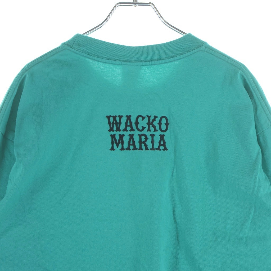 WACKO MARIA(ワコマリア) 25AW WASHED HEAVY WEIGHT LONG SLEEVE T-SHIRT 刺繍ロゴ/袖プリントロゴ 長袖Tシャツ カットソー ブラック グリーン