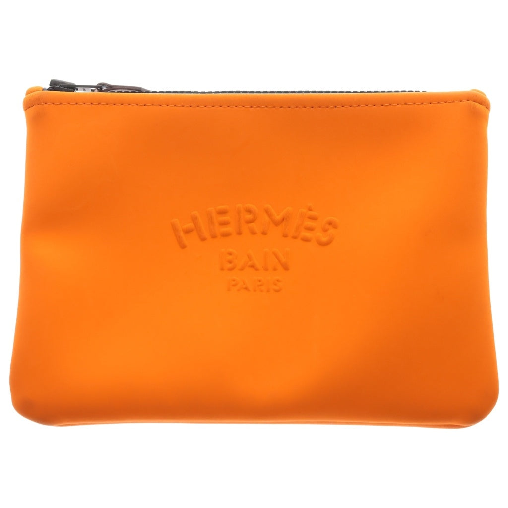 HERMES(エルメス) ネオバン PM フラットポーチ エンボスロゴ ハンドバッグ オレンジ レディース