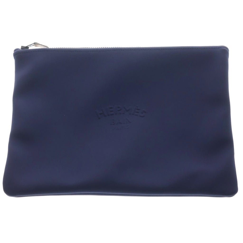HERMES(エルメス) ネオバン MM フラットポーチ エンボスロゴ ハンドバッグ ネイビー