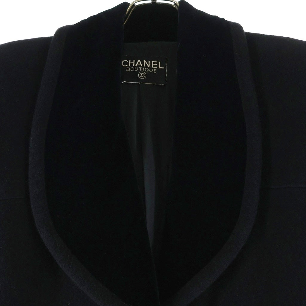 CHANEL(シャネル) 90S VINTAGE クローバーボタン ウールロングコート ブラック レディース