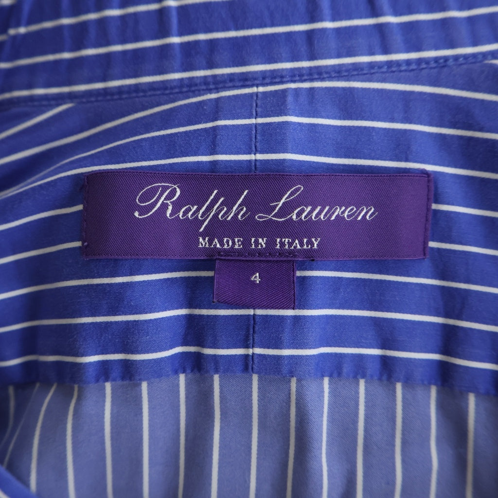 RALPH LAUREN PURPLE LABEL(ラルフローレン パープルレーベル) ストライプ柄 長袖シャツ レディース ブルー/ホワイト