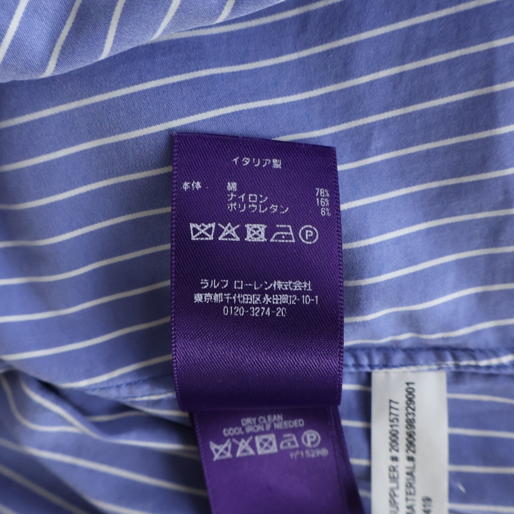 RALPH LAUREN PURPLE LABEL(ラルフローレン パープルレーベル) ストライプ柄 長袖シャツ レディース ブルー/ホワイト