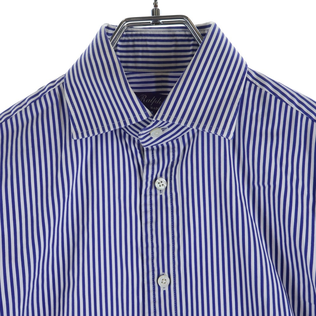 RALPH LAUREN PURPLE LABEL(ラルフローレン パープルレーベル) ストライプ柄 長袖シャツ レディース ホワイト.ブルー/