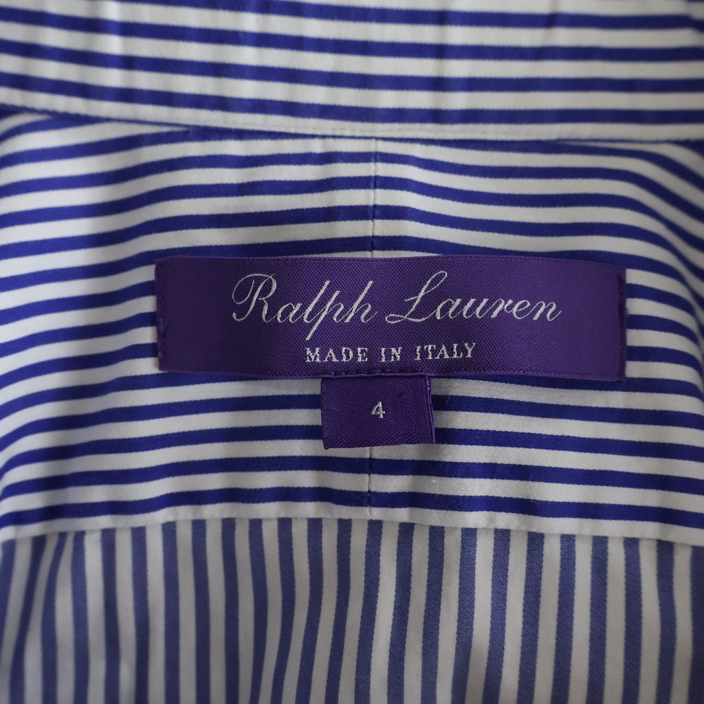 RALPH LAUREN PURPLE LABEL(ラルフローレン パープルレーベル) ストライプ柄 長袖シャツ レディース ホワイト.ブルー/