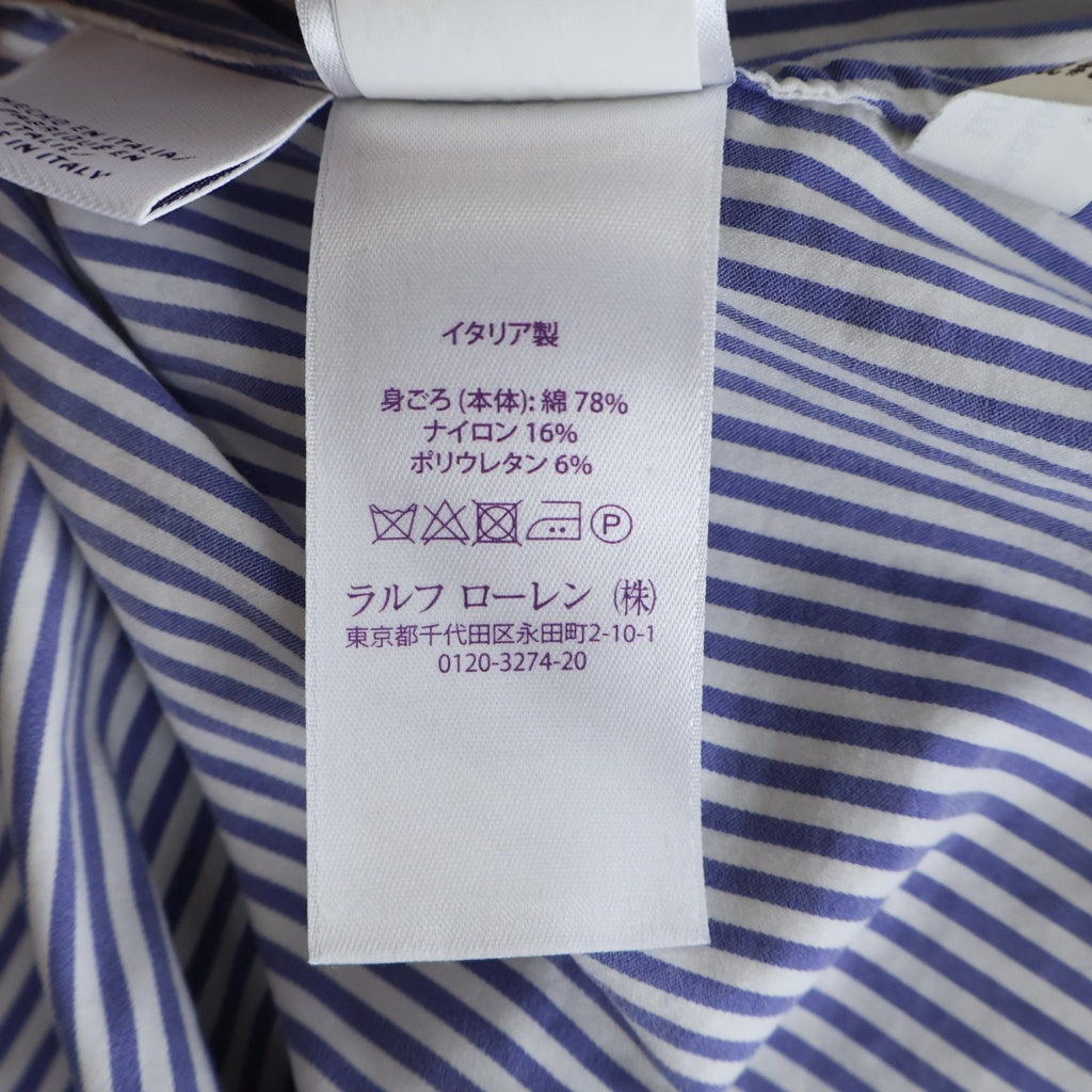 RALPH LAUREN PURPLE LABEL(ラルフローレン パープルレーベル) ストライプ柄 長袖シャツ レディース ホワイト.ブルー/