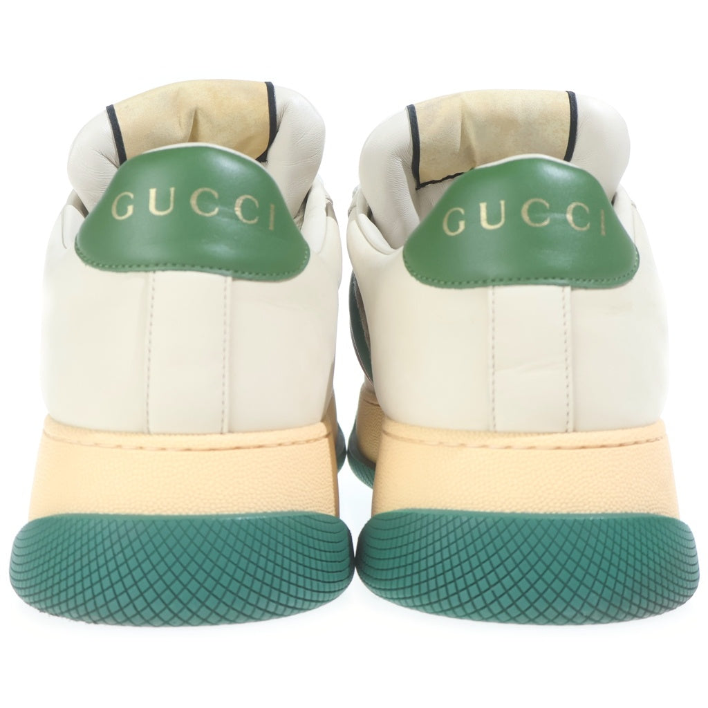 GUCCI(グッチ) GGモチーフ レザー/キャンパス ローカットスニーカー ダッドスニーカー グリーン/ベージュ 10.5 777106