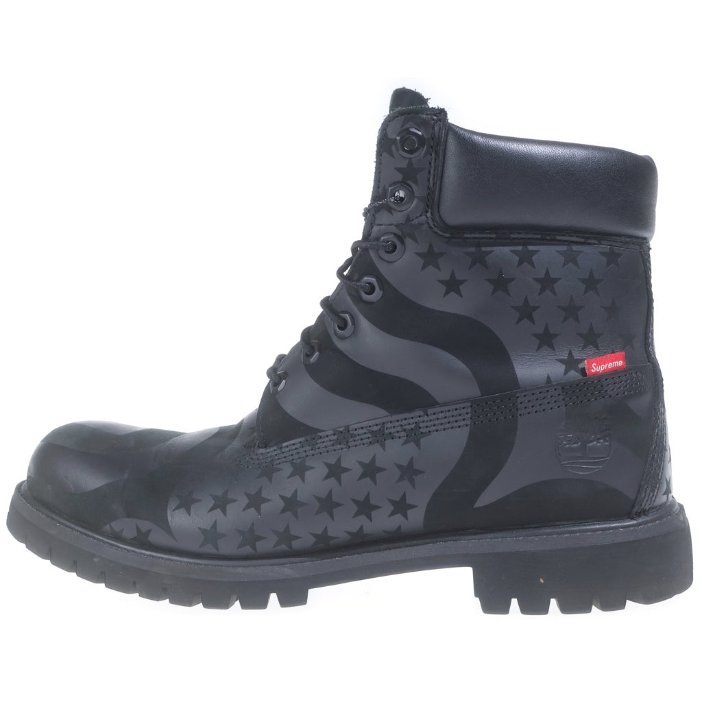 SUPREME(シュプリーム) 17AW ×TIMBERLAND Stars & Stripes 6-inch Premium Waterproof Boot ティンバーランド スター/ストライプロゴ ウォータープルーフ 6インチブーツ ブラック US11.5/29.5cm