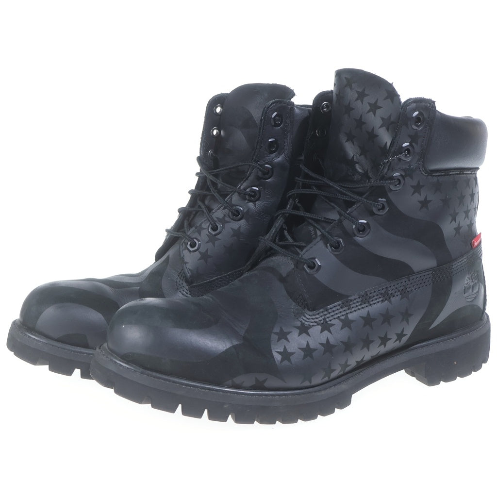 SUPREME(シュプリーム) 17AW ×TIMBERLAND Stars & Stripes 6-inch Premium Waterproof Boot ティンバーランド スター/ストライプロゴ ウォータープルーフ 6インチブーツ ブラック US11.5/29.5cm