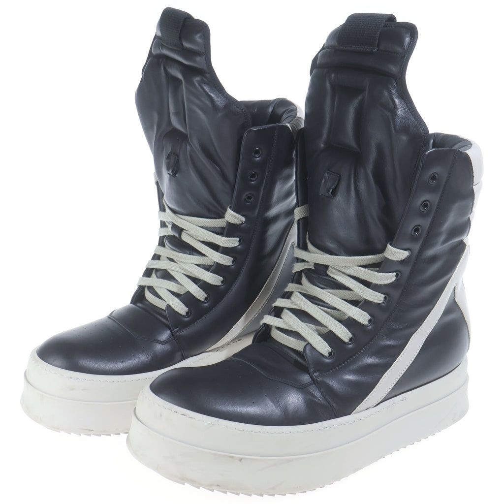 Rick Owens(リックオウエンス) MEGA GEOBASKETS メガ ジオバスケット レザー ハイカットスニーカー ブラック/ホワイト RR02D6855