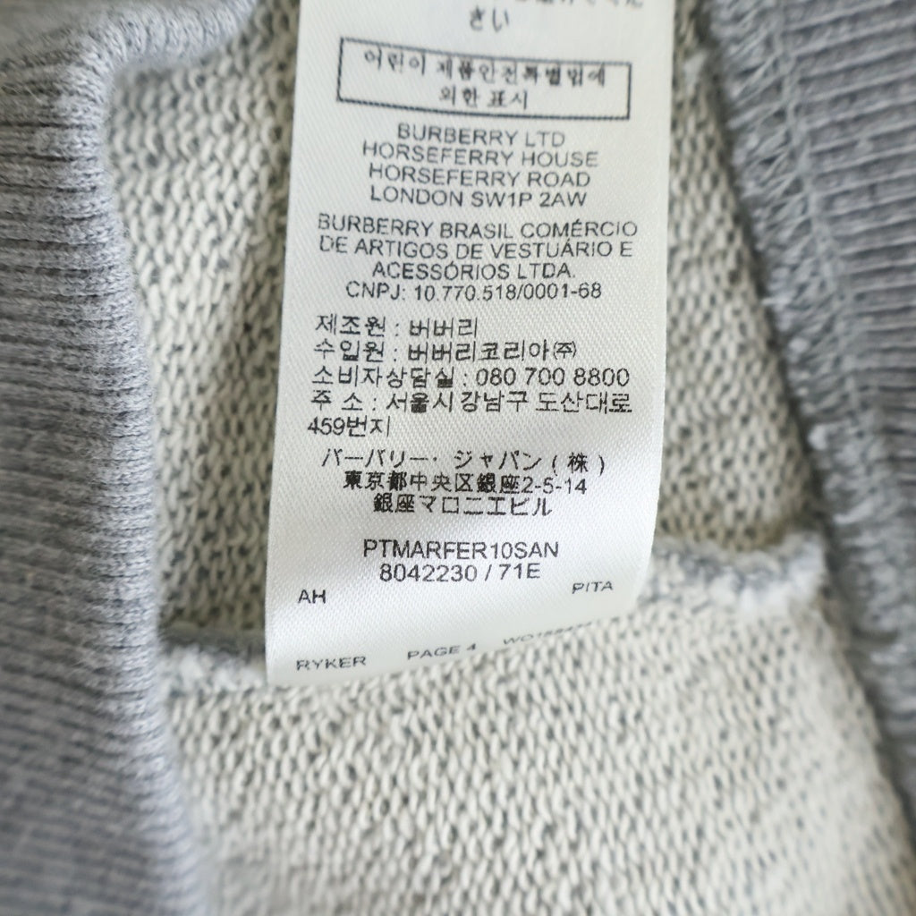 BURBERRY(バーバリー) サークル刺繍ロゴ スウェットプルオーバーパーカー グレー 8042230
