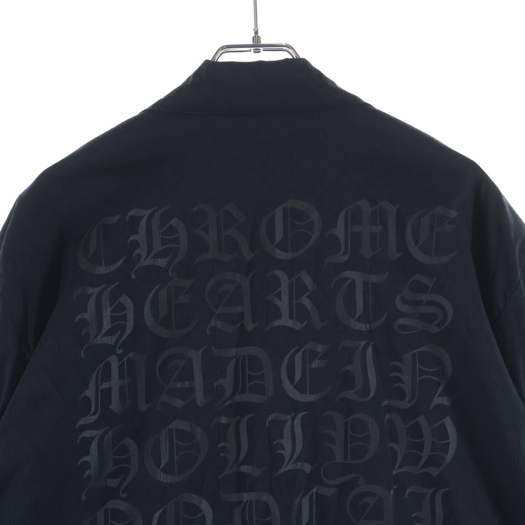 CHROME HEARTS(クロムハーツ) RIGGINS FBRC 英字プリント クロスボールボタン付き/総柄CHプラスプリント ナイロンコーチジャケット ブラック