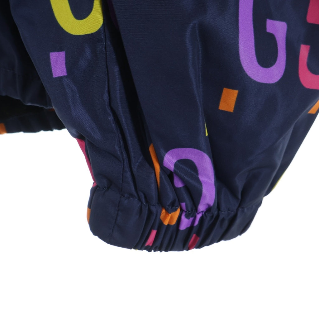 GUCCI(グッチ) GG総柄ロゴ ナイロン フーデッドジャケット ネイビー/マルチカラー697621 Z8A2D