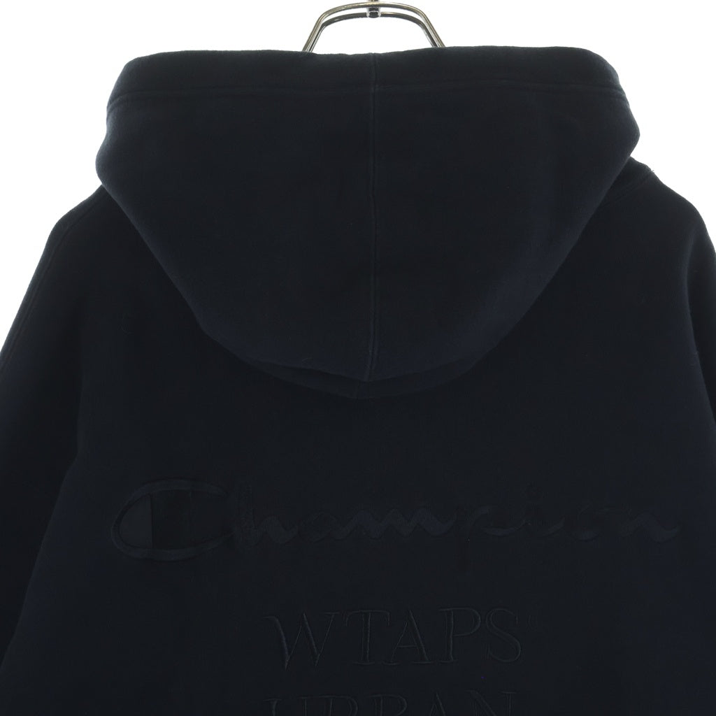 WTAPS(ダブルタップス) 24AW ×CHAMPION ACADEMY HOODED チャンピオン 刺繍ロゴ アカデミーフーディー スウェットパーカー ブラック 232HBCHD-CSM04S